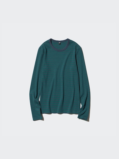 Soft Ribbed Striped Crew Neck Long Sleeve T-Shirt