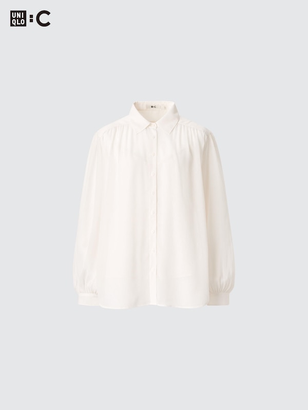 Sheer Volume Long-Sleeve Blouse