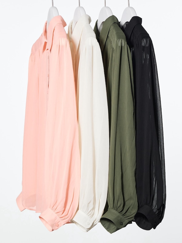 Sheer Volume Long-Sleeve Blouse