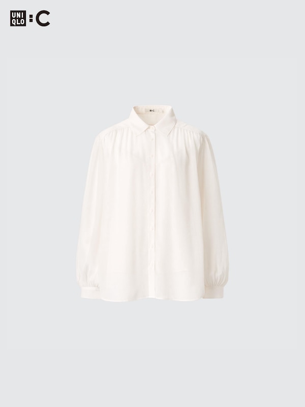 Sheer Volume Long-Sleeve Blouse
