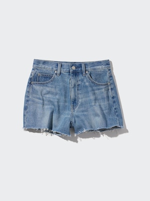 High Rise Denim Shorts (Frayed Hem)