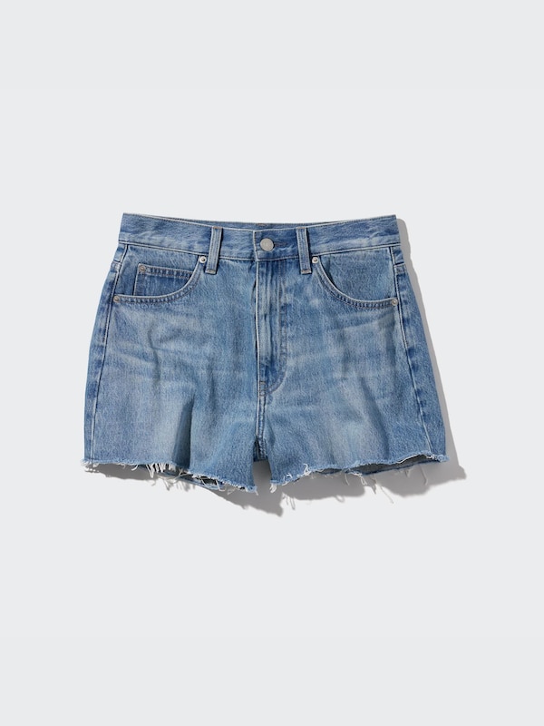 High Rise Denim Shorts (Frayed Hem)