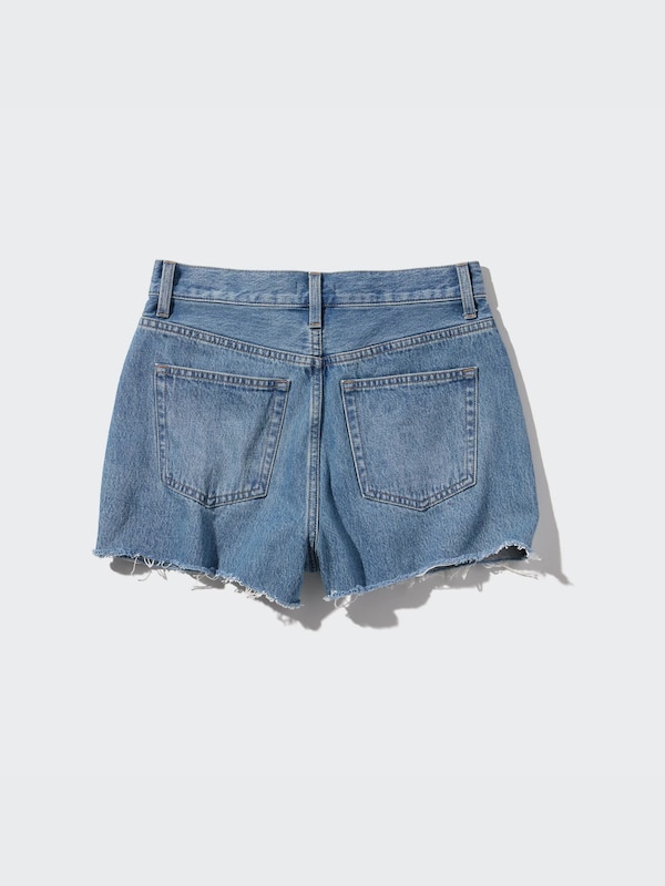 High Rise Denim Shorts (Frayed Hem)