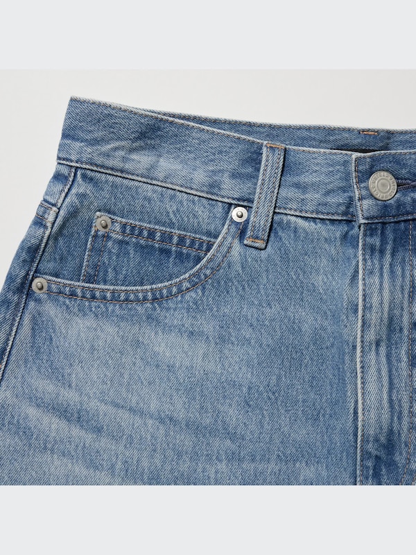 High Rise Denim Shorts (Frayed Hem)
