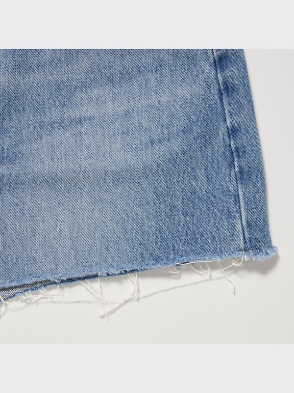High Rise Denim Shorts (Frayed Hem)
