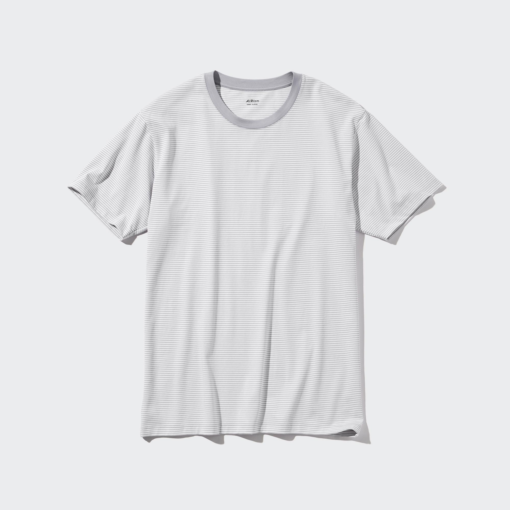 AIRism Cotton Striped Crew Neck T-Shirt (Contrast Trim)