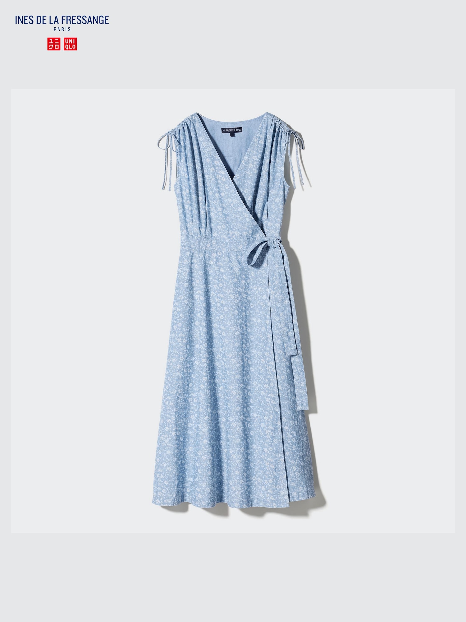 New Women Dress sold INES DE LA FRESSANGE Blue A Line Sleeveless Dress Linen Dress