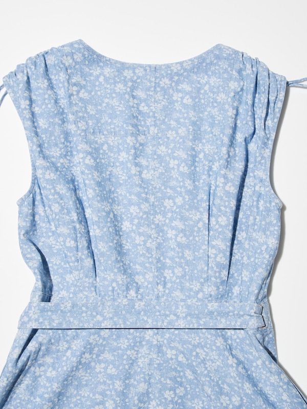 Printed Wrap Sleeveless Dress