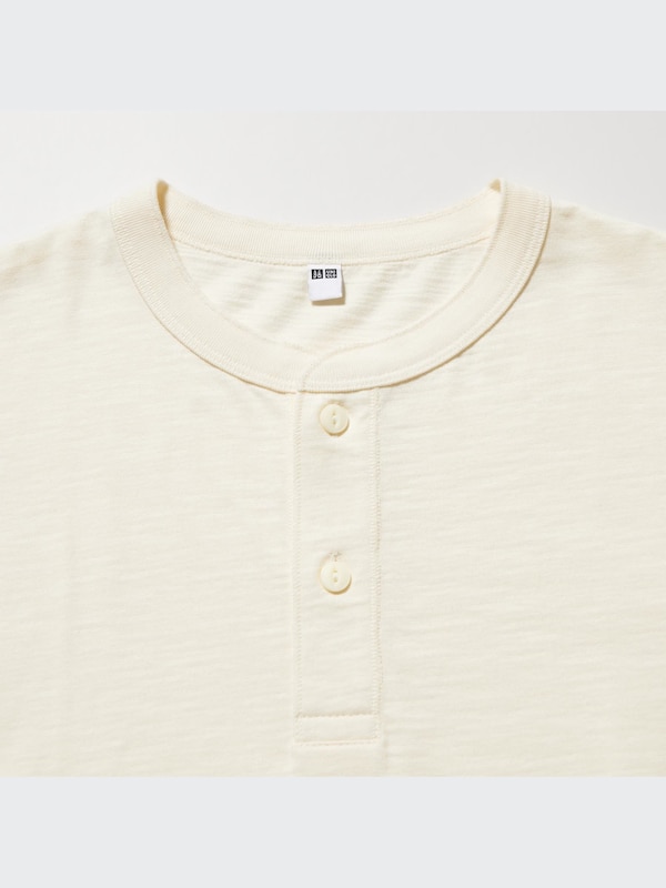 Slub Cotton Henley Neck T-Shirt