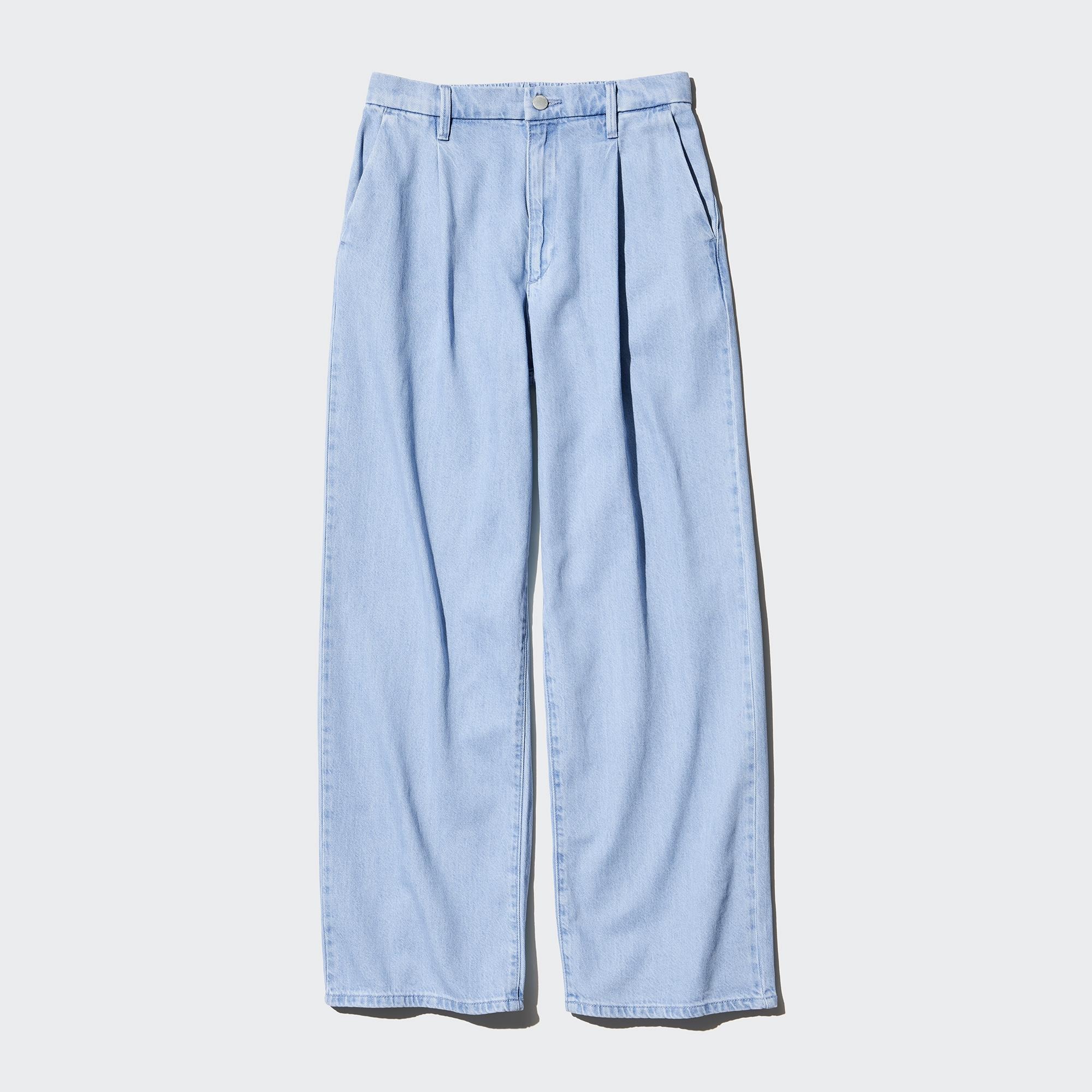 Drapey Denim Pleated Pants