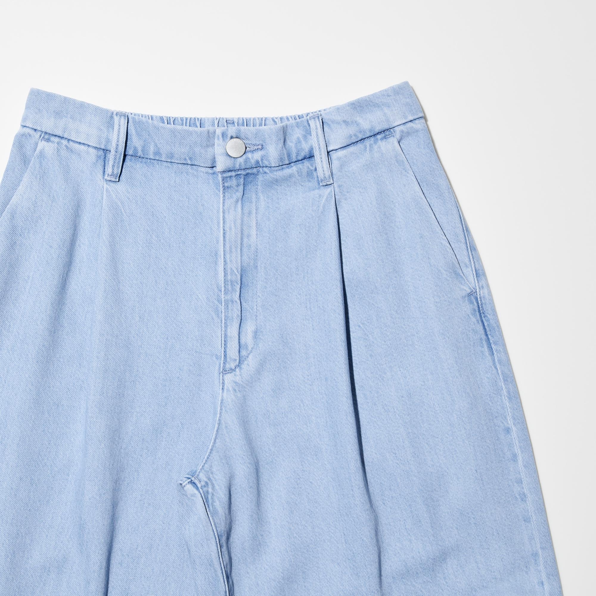 Drapey Denim Pleated Pants