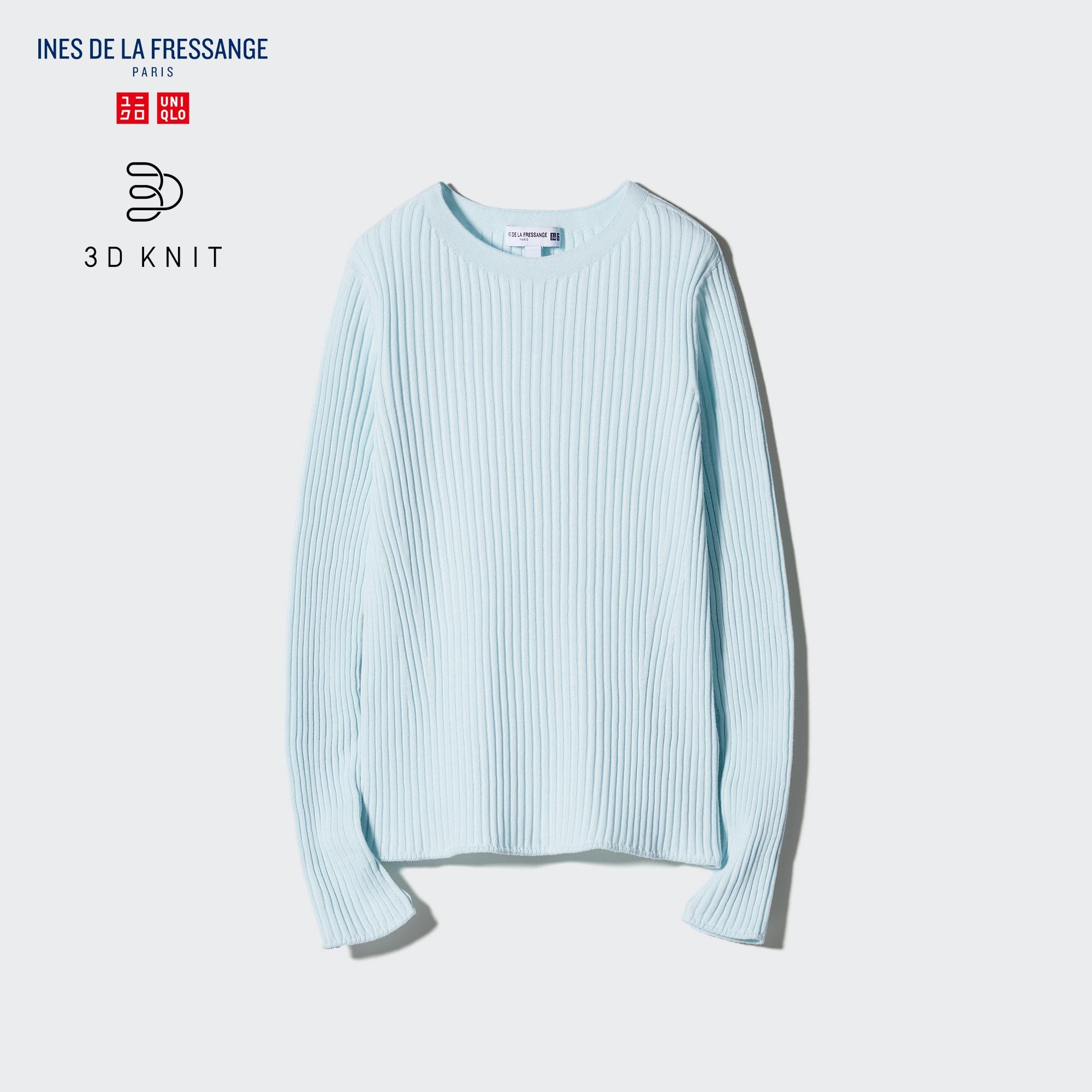 3D KNIT RIBBED CREW NECK SWEATER