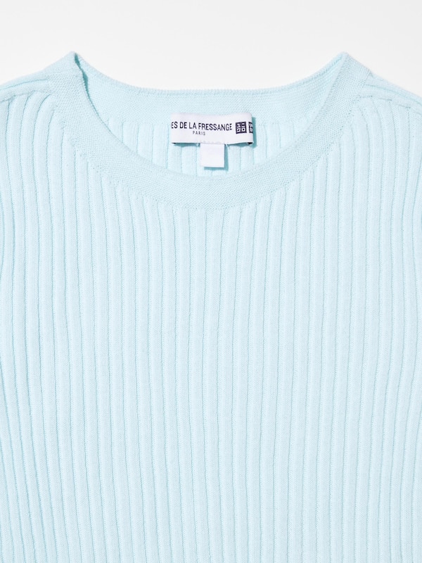 3D Knit Ribbed Crew Neck Long-Sleeve Sweater