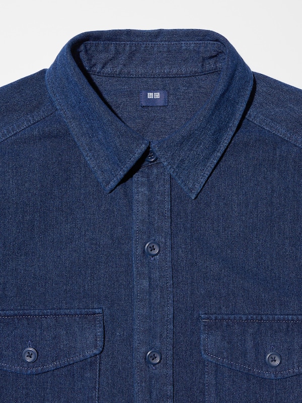 Denim Jersey Long-Sleeve Overshirt