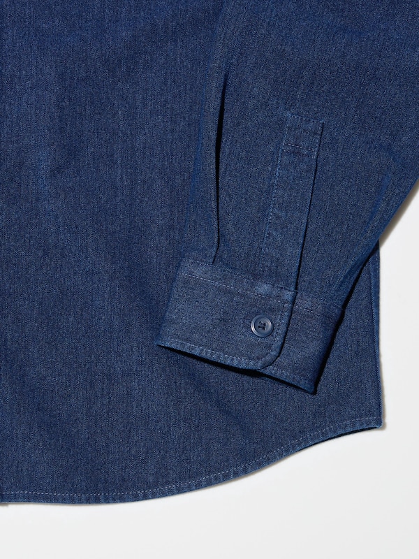Denim Jersey Long-Sleeve Overshirt