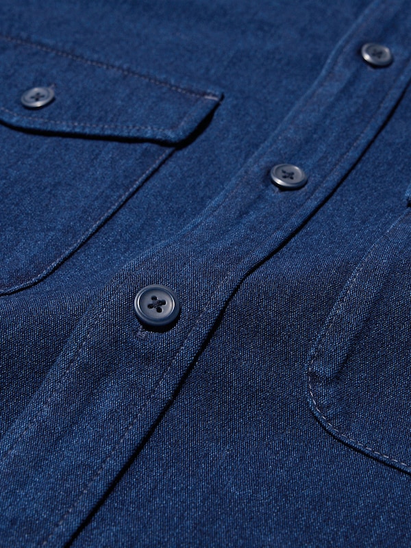 Denim Jersey Long-Sleeve Overshirt