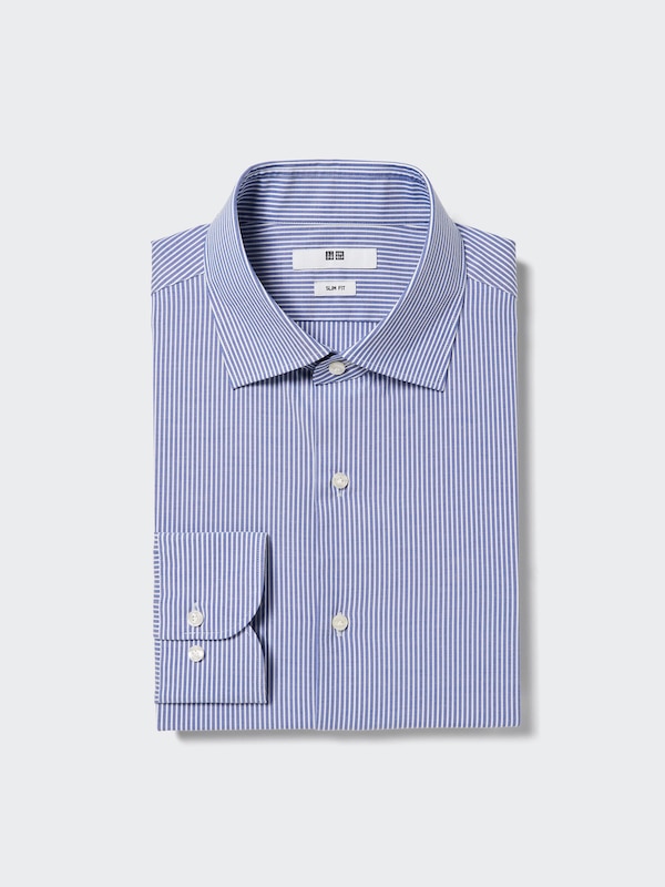 Easy Care Stretch Slim Fit Shirt (Stripe, Semi-Cutaway Collar)