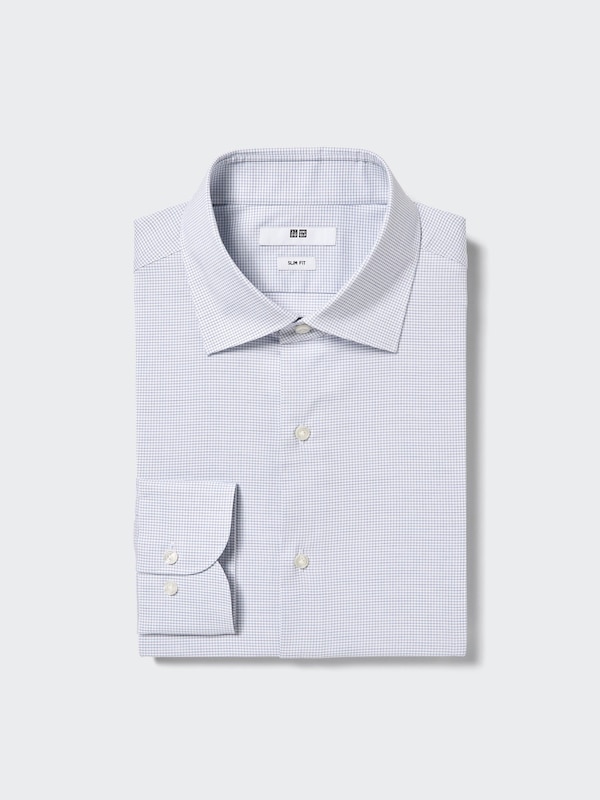 Easy Care Stretch Slim Fit Shirt (Check, Semi-Cutaway Collar)