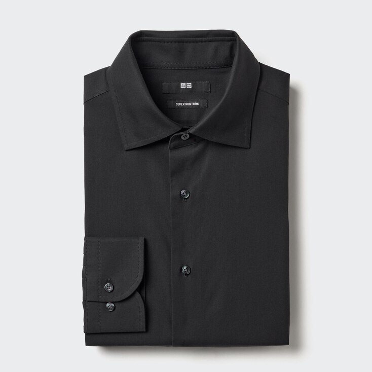 Uniqlo Algodón Camisa Antiarrugas Regular Fit - Negro - XS
