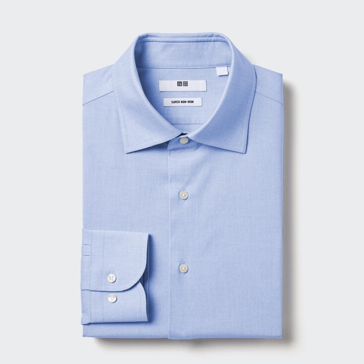Uniqlo Algodón Camisa Antiarrugas Regular Fit - Azul Claro - XS