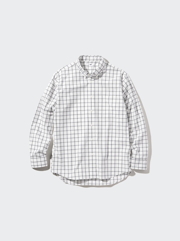 Cotton Broadcloth Shirt (Check, Button-Down Collar)
