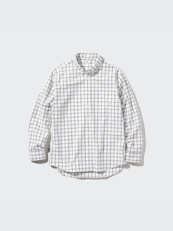 Cotton Broadcloth Shirt (Check, Button-Down Collar)