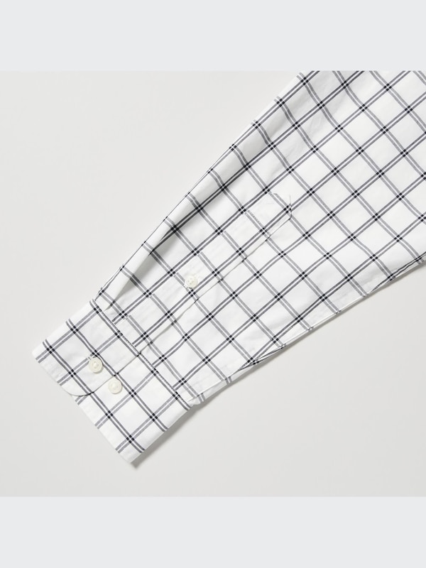 Cotton Broadcloth Shirt (Check, Button-Down Collar)