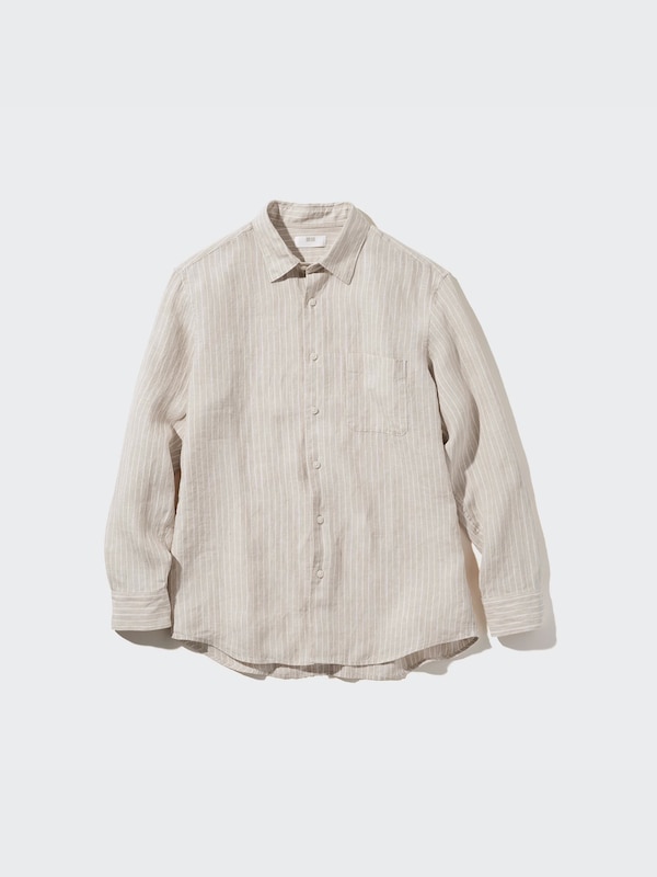 Premium Linen Striped Long-Sleeve Shirt