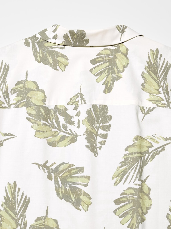 Modal Open Collar Short Sleeve Shirt | Printed