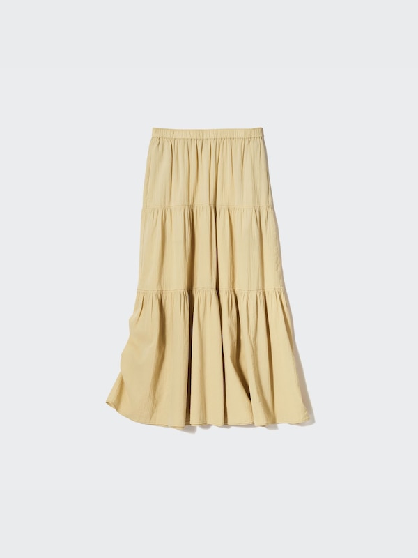 Crinkle Cotton Tiered Skirt