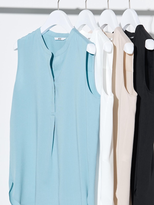 Rayon Skipper Collar Blouse | Sleeveless