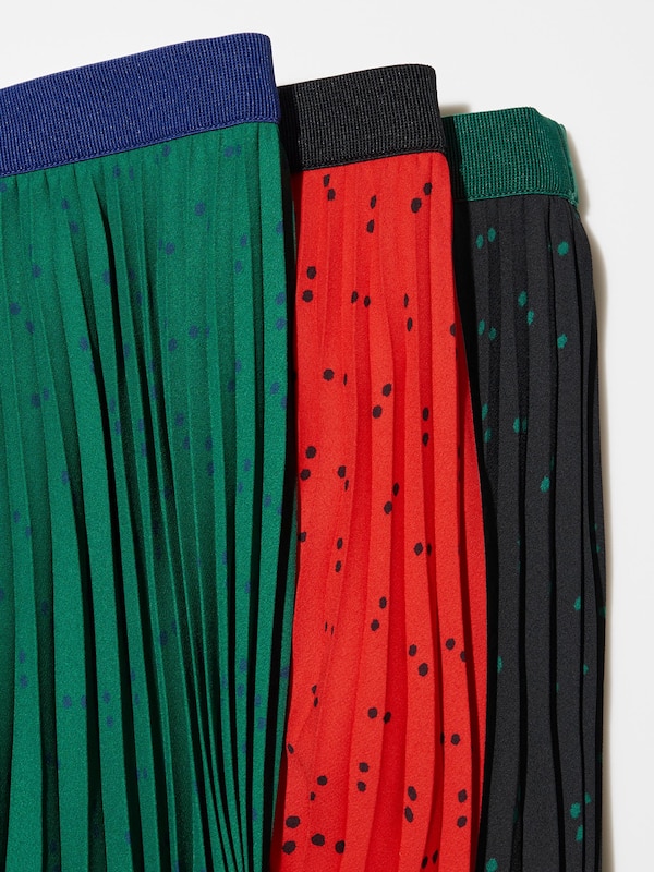 Pleated Printed Skirt