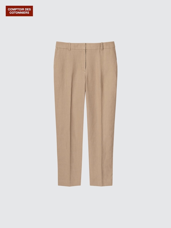 Linen Tapered Ankle Trousers