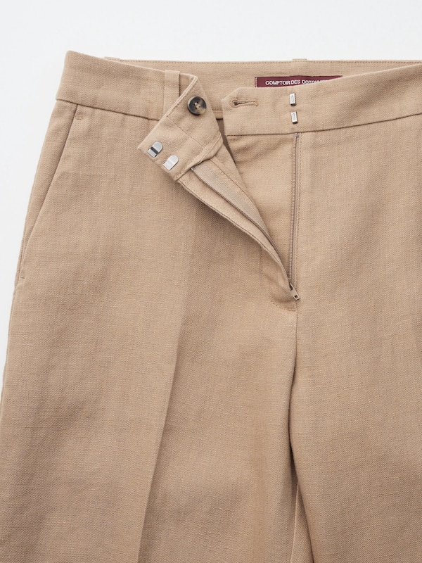 Linen Tapered Ankle Trousers