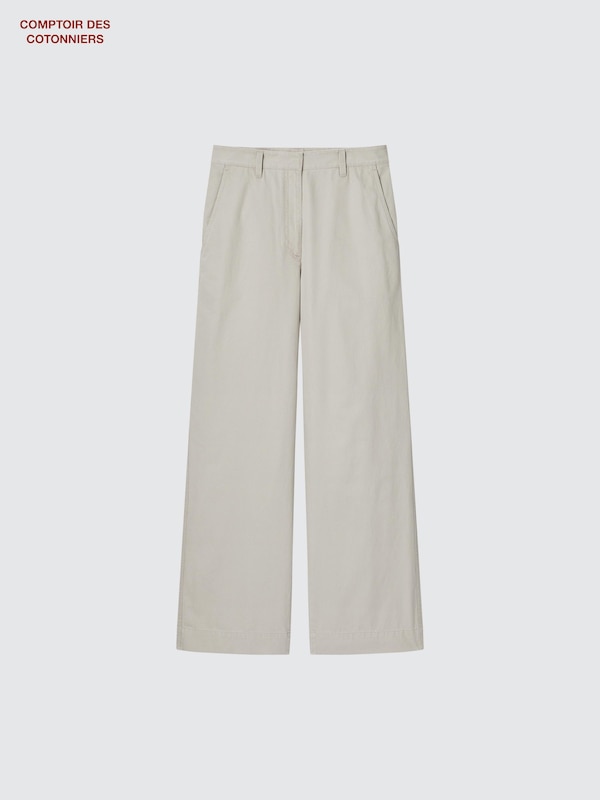 Cotton Blend Straight Trousers