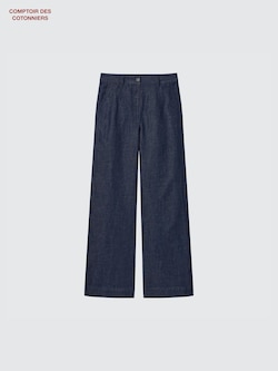 Cotton Blend Straight Trousers