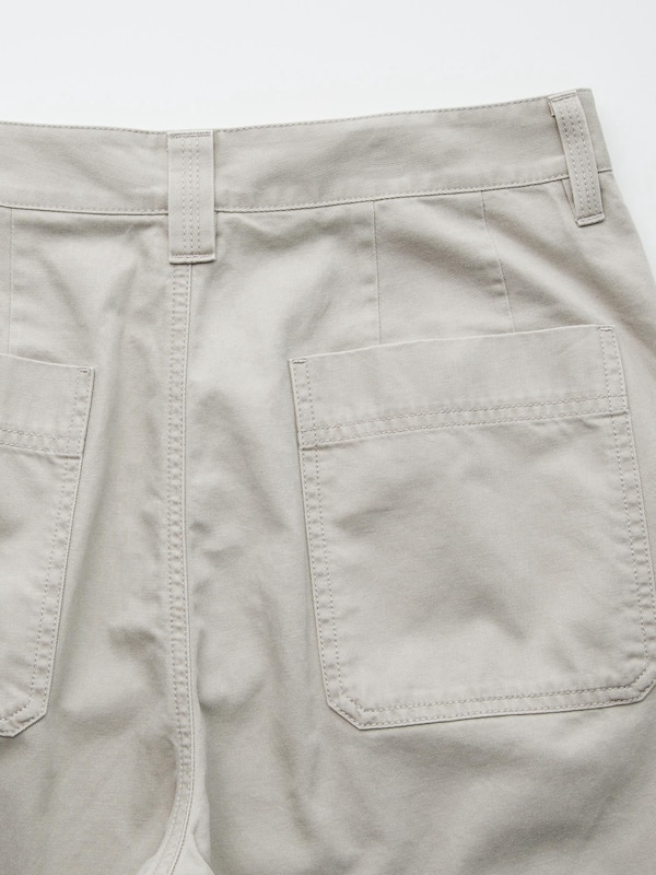 Cotton Blend Straight Trousers
