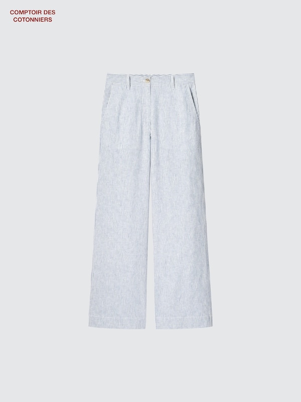 Cotton Blend Straight Trousers