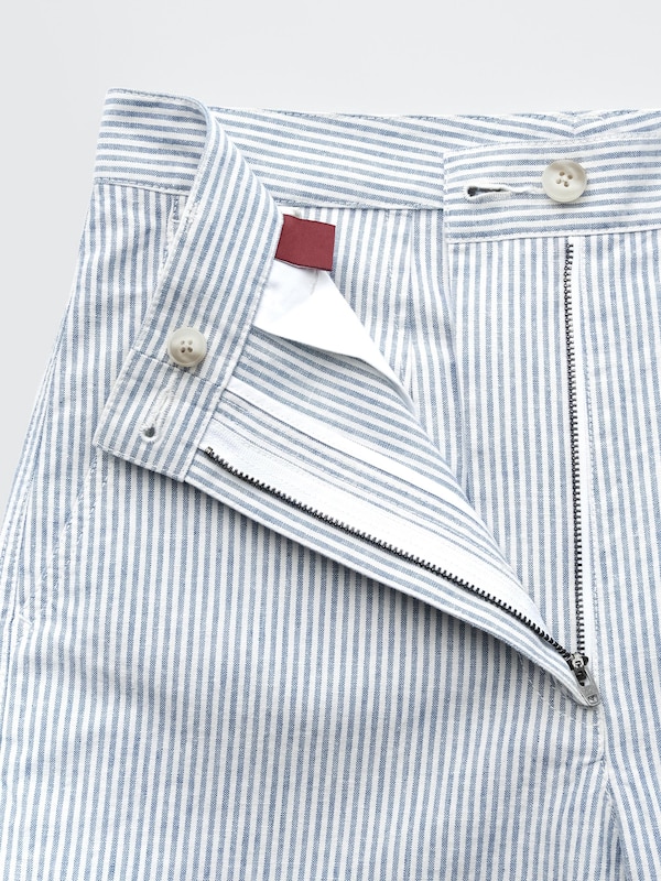 Cotton Blend Straight Trousers