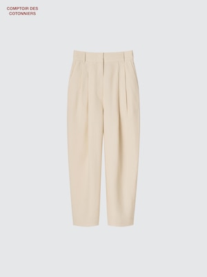 Lyocell Linen Blend Pleated Tapered Trousers
