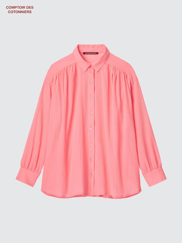 Chemise en Coton Transparent à Plis