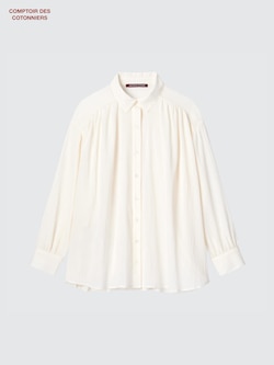 Cotton Crinkle Sheer Long Sleeved Shirt