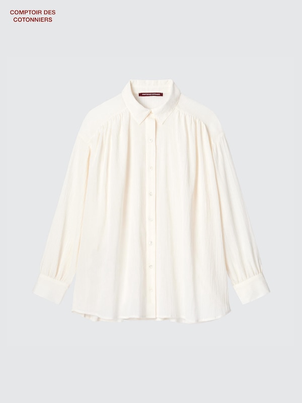 Cotton Crinkle Sheer Long Sleeved Shirt