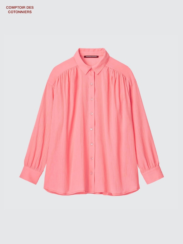 Chemise en Coton Transparent à Plis