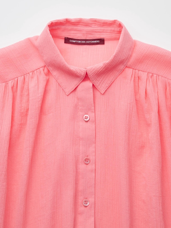 Chemise en Coton Transparent à Plis