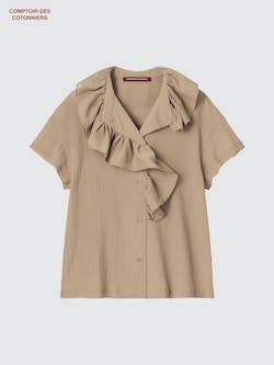 Transparente Baumwolle Kurzarm Bluse