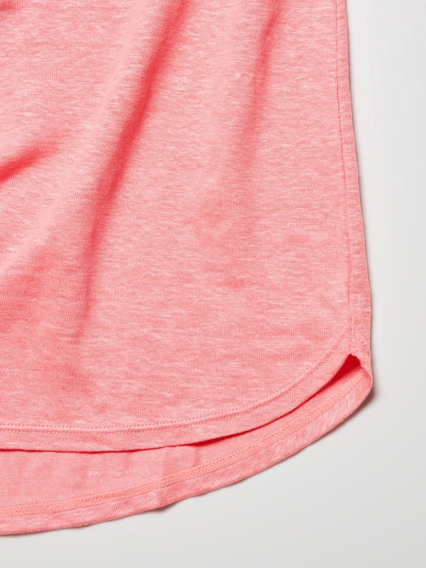 100% Linen V Neck Short Sleeved T-Shirt