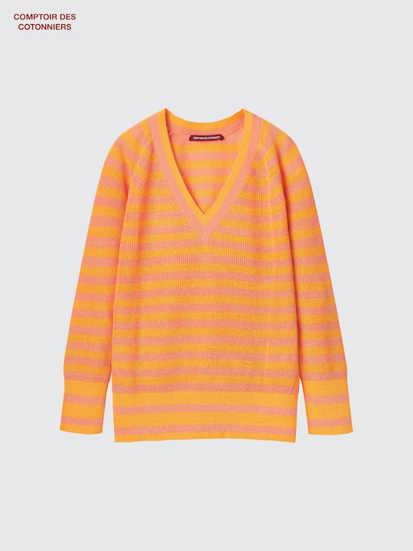 100 % Leinen Pullover mit V-Ausschnitt