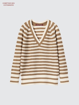 100 % Leinen Pullover mit V-Ausschnitt