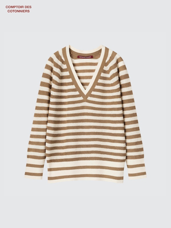 100 % Leinen Pullover mit V-Ausschnitt